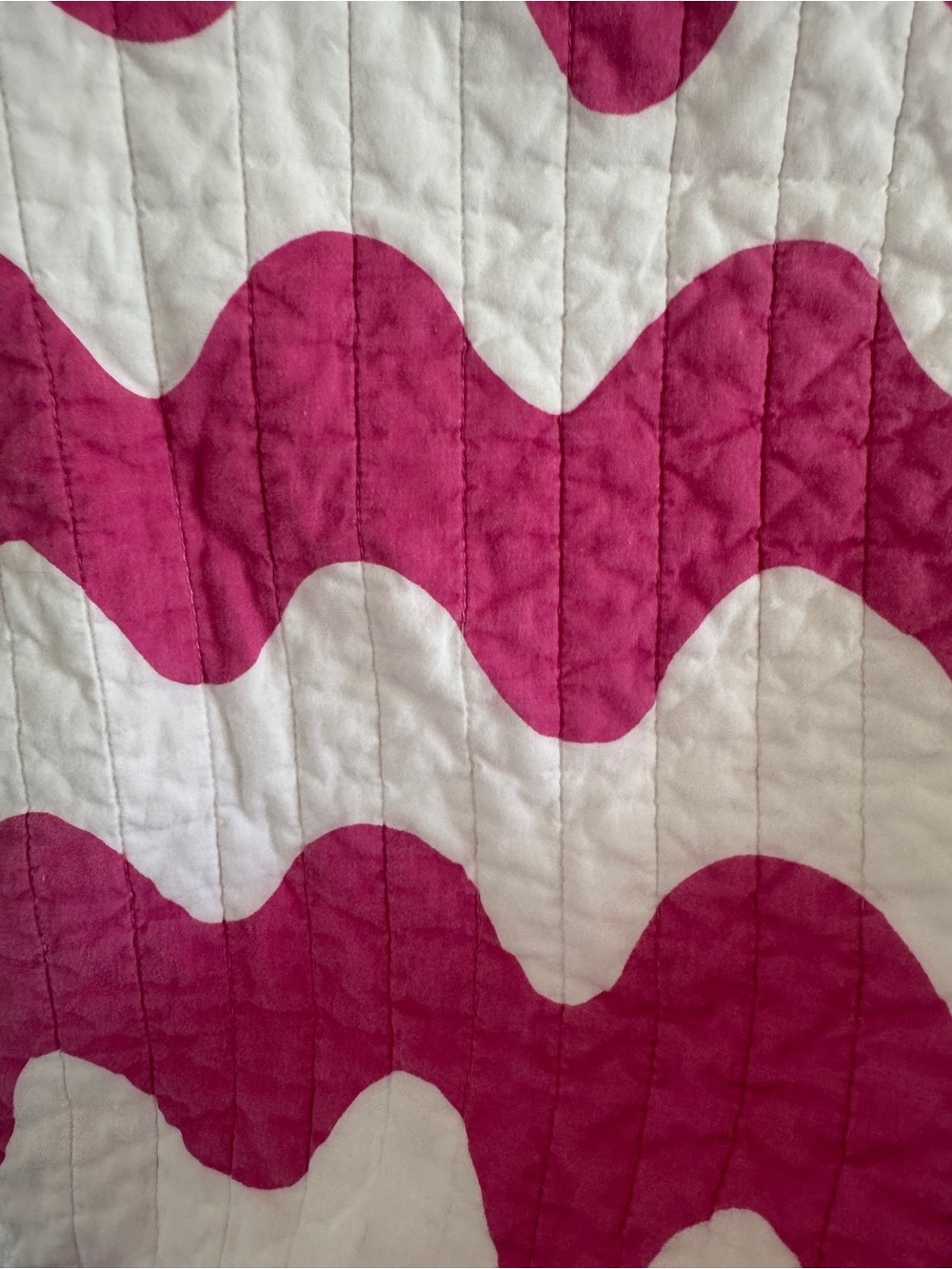 Marimekko Twin Size Cotton Pink and White Patterned Reversible Quilt - Picture 2 of 6